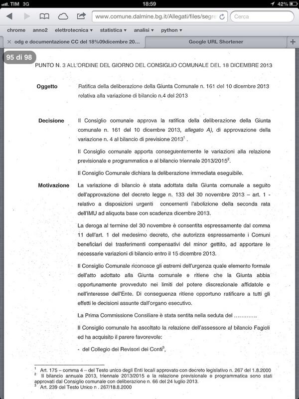 Punto 3 della serata: ratifica deliberazione giunta #opendalmine http://t.co/YAX2Qo5WSu